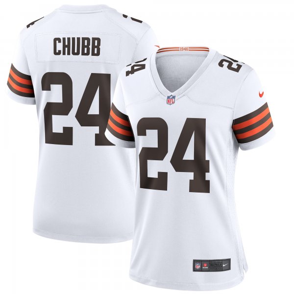 Women's Cleveland Browns Nick Chubb Nike White Game Jersey