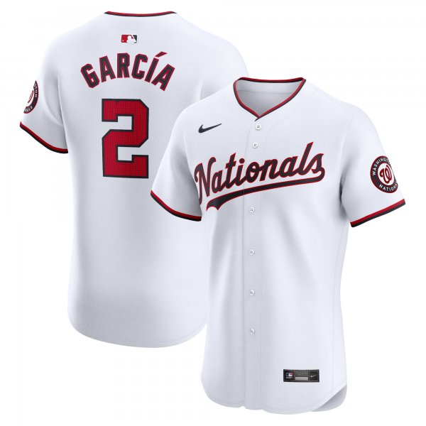 Men's Washington Nationals Luis Garcia Nike White Home Elite Player Jersey