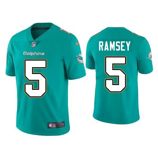 Men's Miami Dolphins #5 Jalen Ramsey Nike Aqua Team Color Game Jersey