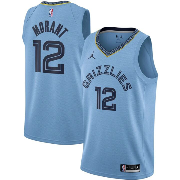 Men's Memphis Grizzlies #12 Ja Morant Blue 2021 NBA Draft Statement Edition Jersey