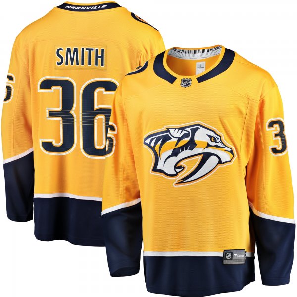 Men's Nashville Predators Cole Smith Fanatics Gold  Premier Breakaway Player Jersey