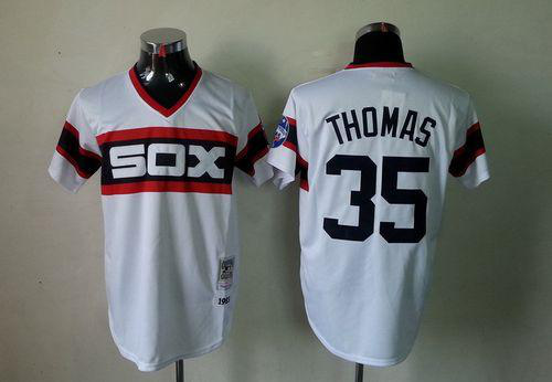 Men's Mitchell And Ness 1983 Chicago White Sox #35 Frank Thomas White Throwback Stitched MLB Jersey