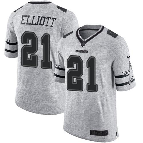 Nike Dallas Cowboys #21 Ezekiel Elliott Gray Men's Stitched NFL Limited Gridiron Gray II Jersey