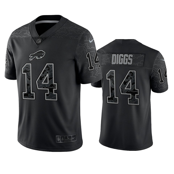 Buffalo Bills Stefon Diggs Black Reflective Limited Jersey #14