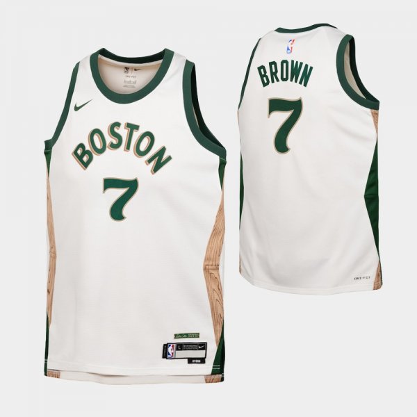 Youth Boston Celtics #7 Jaylen Brown City Edition 2023-24 Jersey - Cream