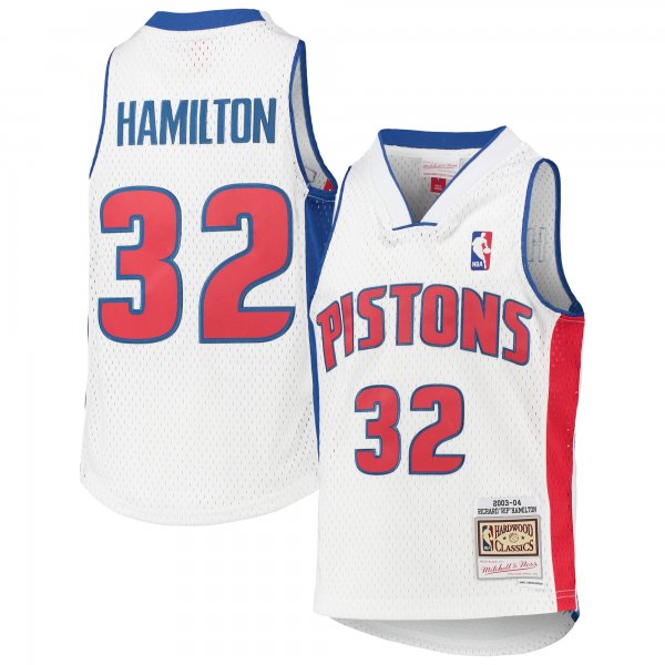 Youth Detroit Pistons Richard Hamilton Mitchell & Ness White 2003/04 Hardwood Classics Swingman Jersey