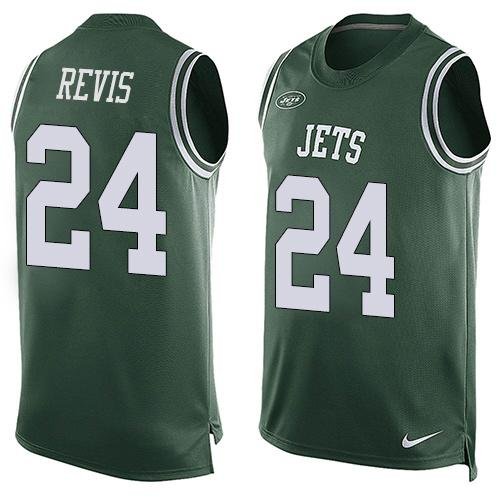 Nike New York Jets #24 Darrelle Revis Green Team Color Men's Stitched NFL Limited Tank Top Jersey