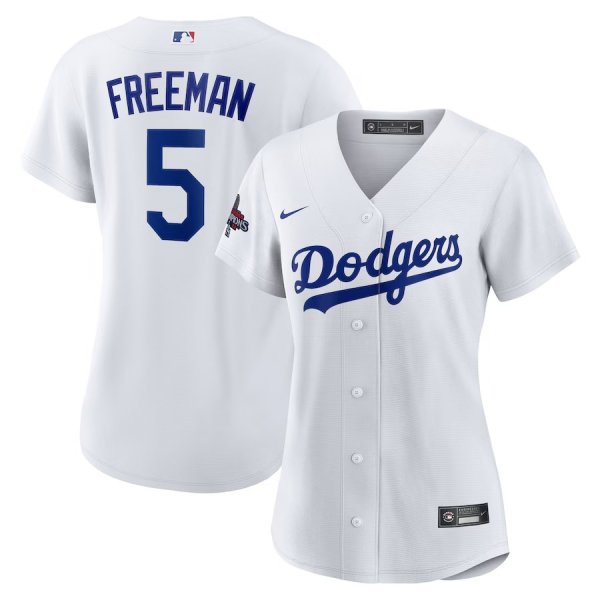 Women's #5 Freddie Freeman Los Angeles Dodgers Nike  2024 World Series Champions Home Player White Jersey