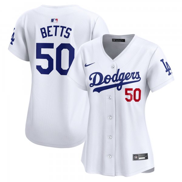 Women's Los Angeles Dodgers #50 Mookie Betts Nike White Home Limited Player Jersey