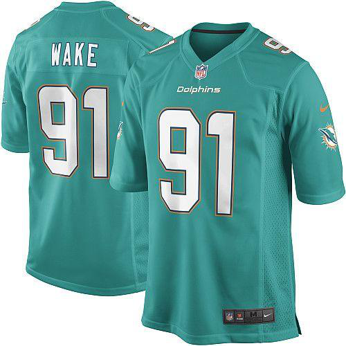 Nike Miami Dolphins #91 Cameron Wake Aqua Green Team Color Men's Stitched NFL Game Jersey