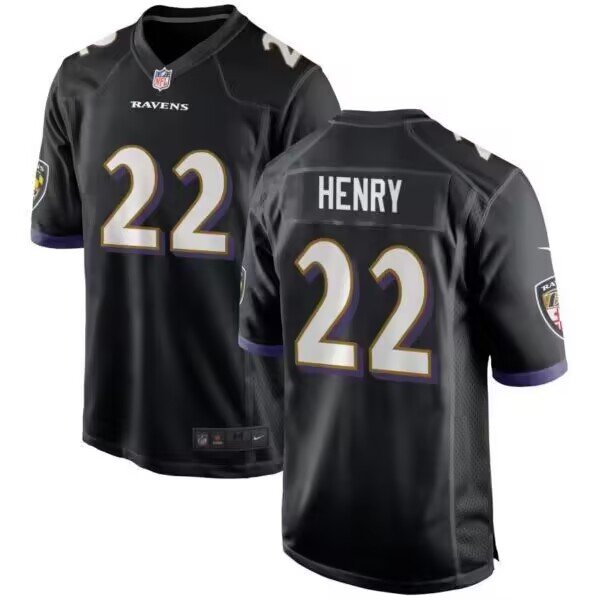 Nike Men's Baltimore Ravens #22 Derrick Henry Black Limited Stitched Jersey