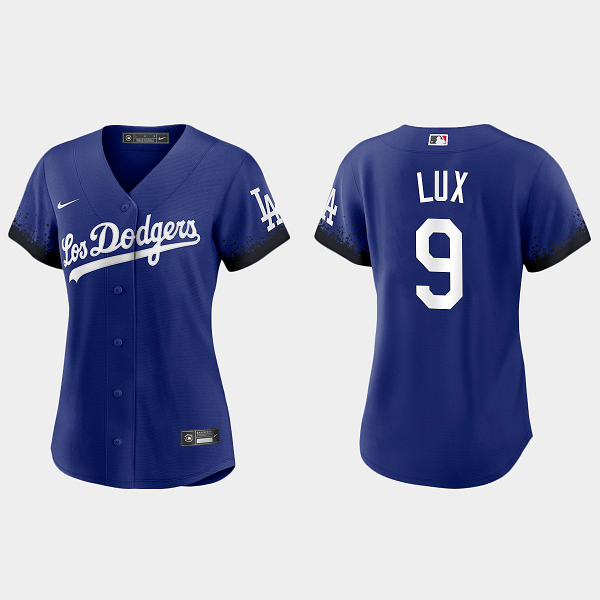 Women Los Angeles Dodgers Gavin Lux Royal 2021 City Connect Replica Jersey