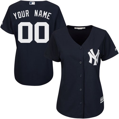 Women's New York Yankees Navy Blue Majestic MLB Customized Alternate Cool Jersey