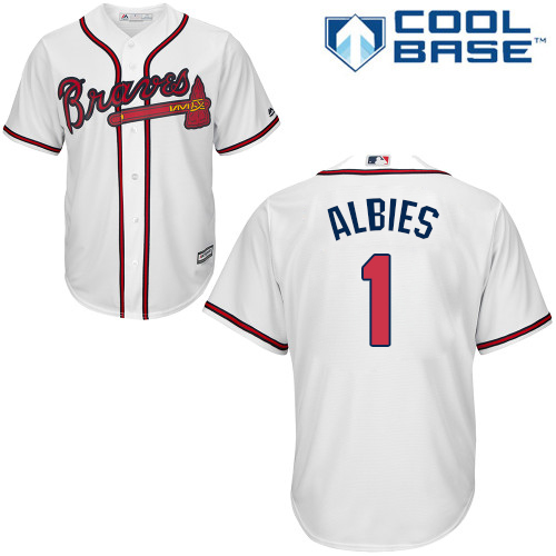 Atlanta Braves #1 Ozzie Albies White Cool Base Stitched Youth MLB Jersey