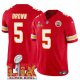 Youth Kansas City Chiefs #5 Hollywood Brown Red Super Bowl LIX F.U.S.E. Vapor Limited Stitched Jersey