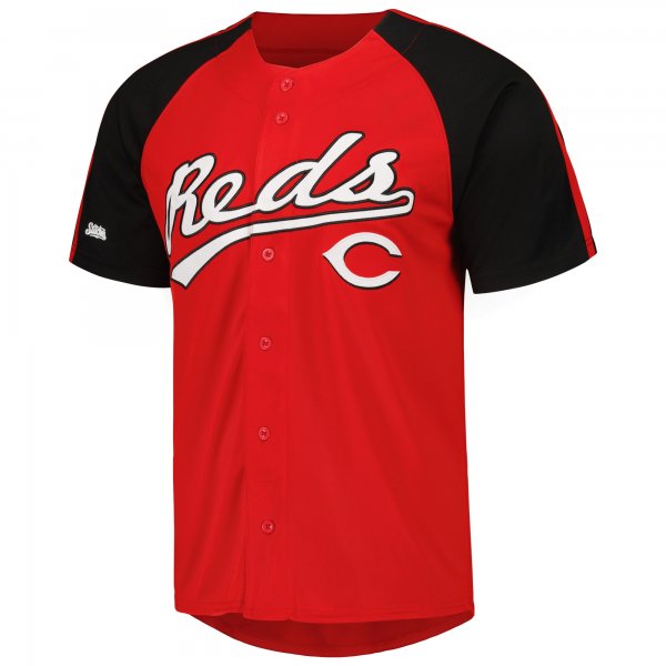 Men's Cincinnati Reds Stitches Red Button-Down Raglan Fashion Jersey