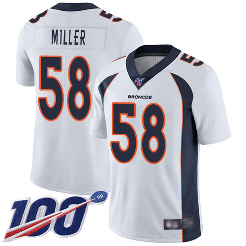 Denver Broncos #58 Von Miller White Men's Stitched NFL 100th Season Vapor Limited Jersey