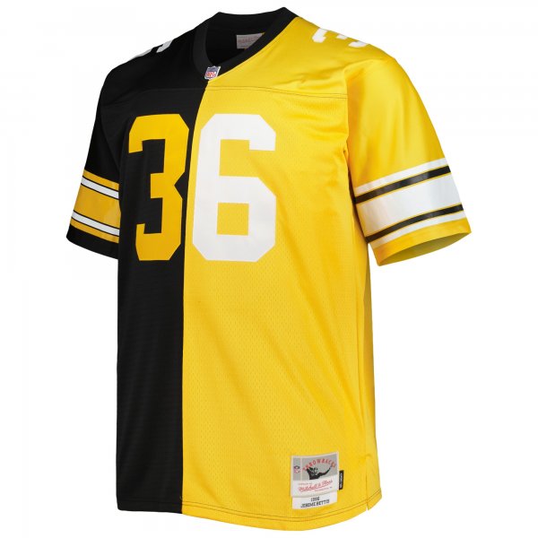 Men's Pittsburgh Steelers Jerome Bettis Mitchell & Ness Black/Gold Big & Tall Split Legacy Retired Player Replica Jersey