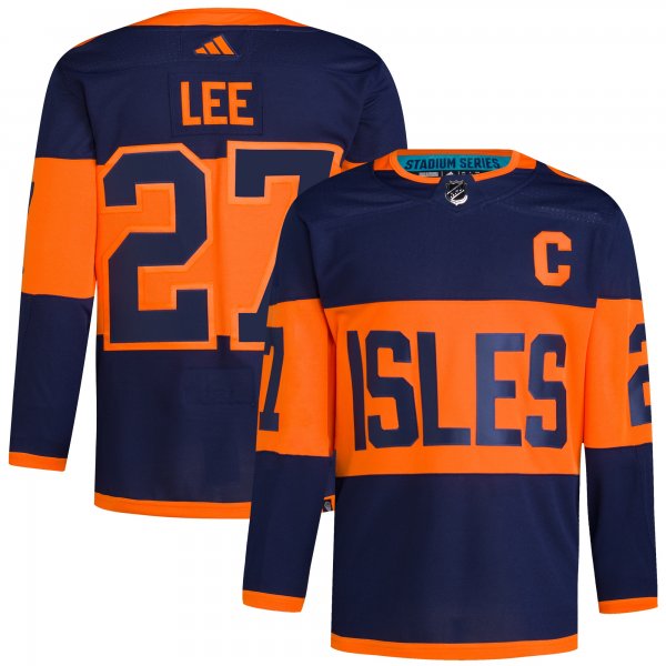 Men's New York Islanders Anders Lee adidas Navy 2024 NHL Stadium Series Primegreen Player Jersey