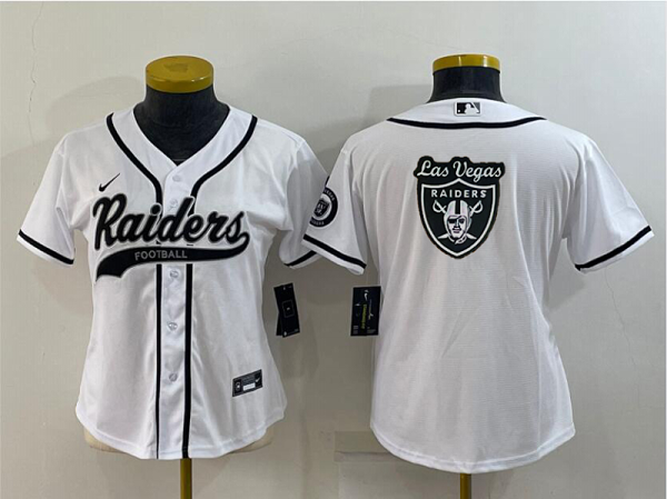 Women's Las Vegas Raiders Blank White Stitched Baseball Cool Base Jersey