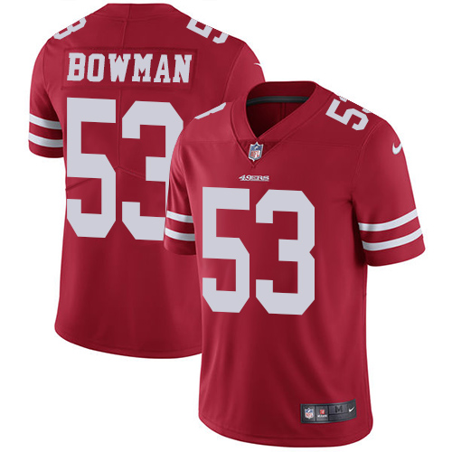 Men's Nike San Francisco 49ers #53 NaVorro Bowman Red Team Color Stitched NFL Vapor Untouchable Limited Jersey