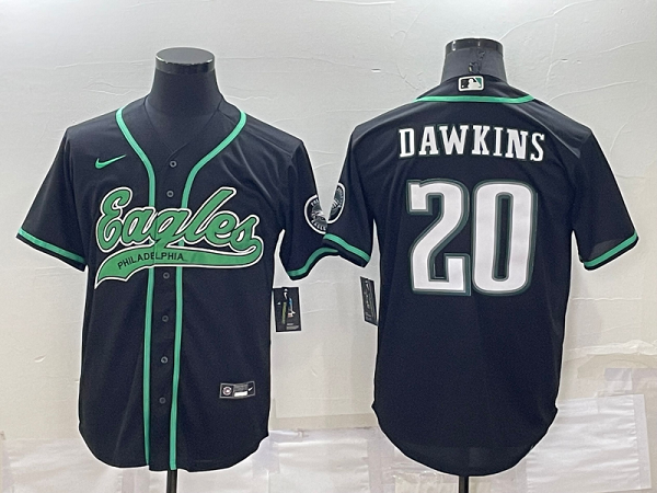 Men's Philadelphia Eagles #20 Brian Dawkins Black Stitched Baseball Cool Base Jersey