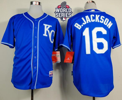 Kansas City Royals #16 Bo Jackson Light Blue Alternate 2 Cool Base W/2015 World Series Patch Stitched MLB Jersey