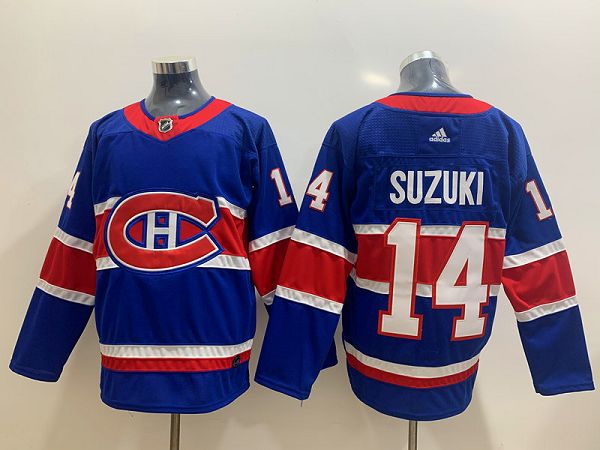 Men's Montreal Canadiens #14 Nick Suzuki Blue Adidas 2020-21 Alternate Player NHL Jersey