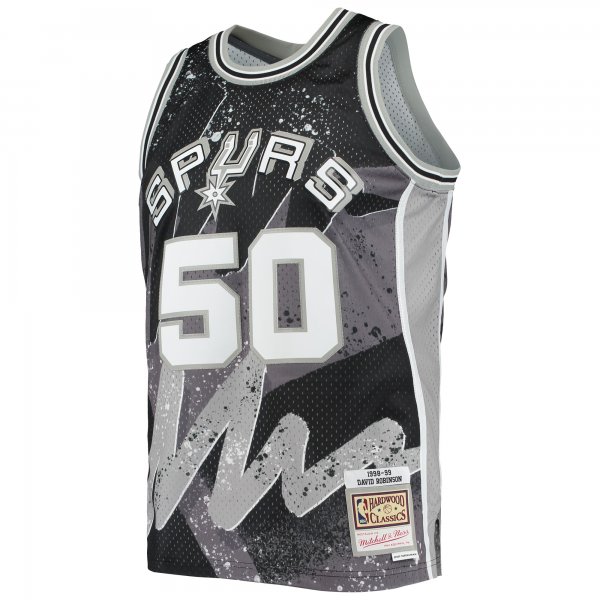 Men's San Antonio Spurs David Robinson Mitchell & Ness Black Hardwood Classics 1998/99 Hyper Hoops Swingman Jersey