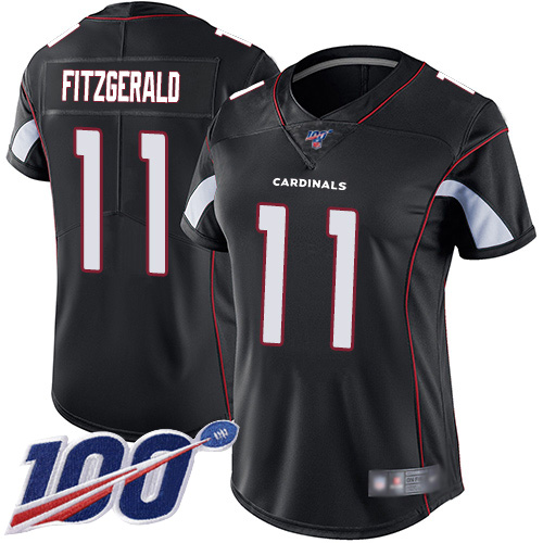 Women's Arizona Cardinals #11 Larry Fitzgerald Black AlternateStitched NFL 100th Season Vapor Limited Jersey