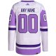 Men's Montreal Canadiens adidas White/Purple Hockey Fights Cancer Primegreen Custom Jersey