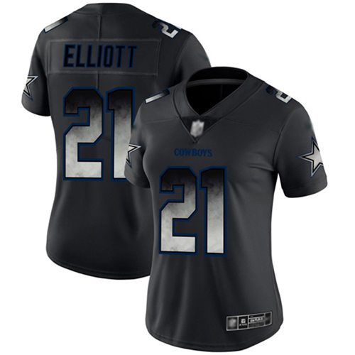 Women's Dallas Cowboys #21 Ezekiel Elliott BlackStitched NFL Vapor Untouchable Limited Smoke Fashion Jersey