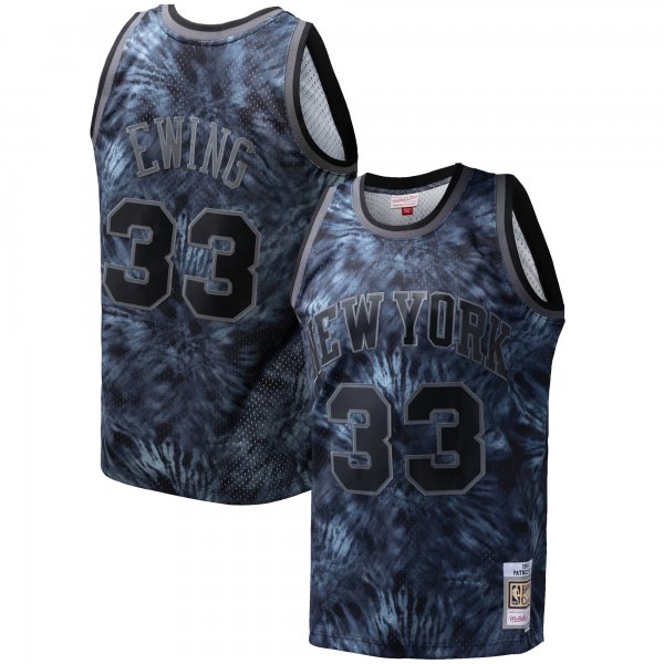 Men's New York Knicks Patrick Ewing Mitchell & Ness Black Hardwood Classics 1991/92 Tie-Dye Swingman Jersey