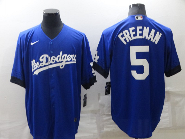 Men's Nike Los Angeles Dodgers #5 Freddie Freeman Royal City Connect Cool Base MLB Jersey