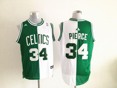 Men's Boston Celtics #34 Paul Pierce Green/White Split Fashion Stitched NBA Jersey