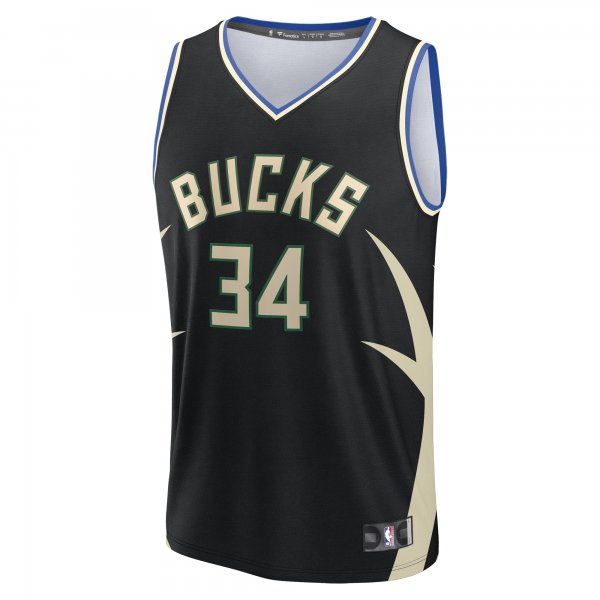 Men's Milwaukee Bucks Giannis Antetokounmpo Fanatics Black Fast Break Replica Player Jersey - Statement Edition