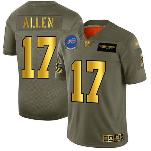 Men's Buffalo Bills #17 Josh Allen Camo/Gold Stitched NFL Limited 2019 Salute To Service Jersey