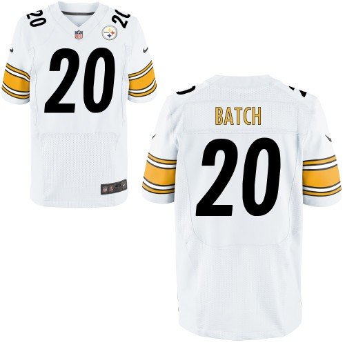 Men's Pittsburgh Steelers 20# Baron Batch Stitched White Road Jersey