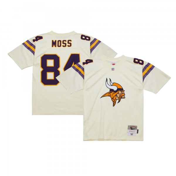 Men's Minnesota Vikings Randy Moss Mitchell & Ness Cream Chainstitch Legacy Jersey