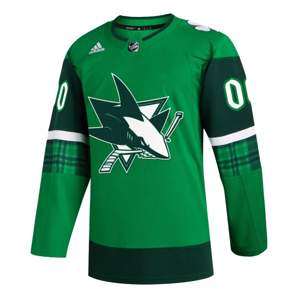 Men's San Jose Sharks  adidas Kelly Green St. Patrick's Day Custom Jersey