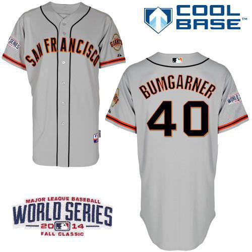 San Francisco Giants #40 Madison Bumgarner Grey Cool Base W/2014 World Series Patch Stitched MLB Jersey