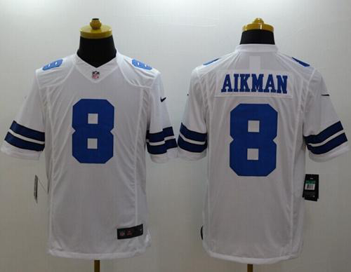 Nike Dallas Cowboys #8 Troy Aikman White Men's Stitched NFL Limited Jersey