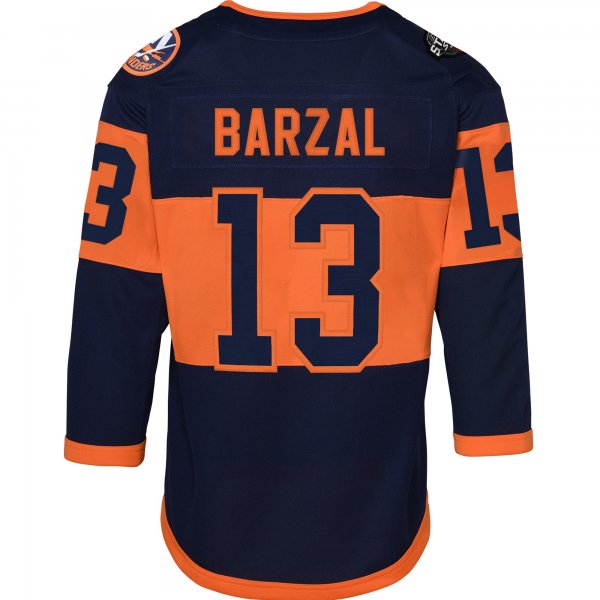 Youth New York Islanders Mathew Barzal Navy 2024 NHL Stadium Series Premier Player Jersey