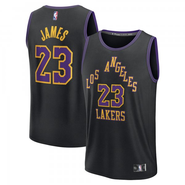 Men's Los Angeles Lakers LeBron James Fanatics Black Fast Break Jersey - City Edition