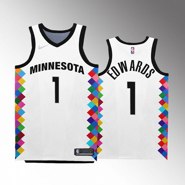 Minnesota Timberwolves Anthony Edwards #1 White 2022-23 City Edition Jersey