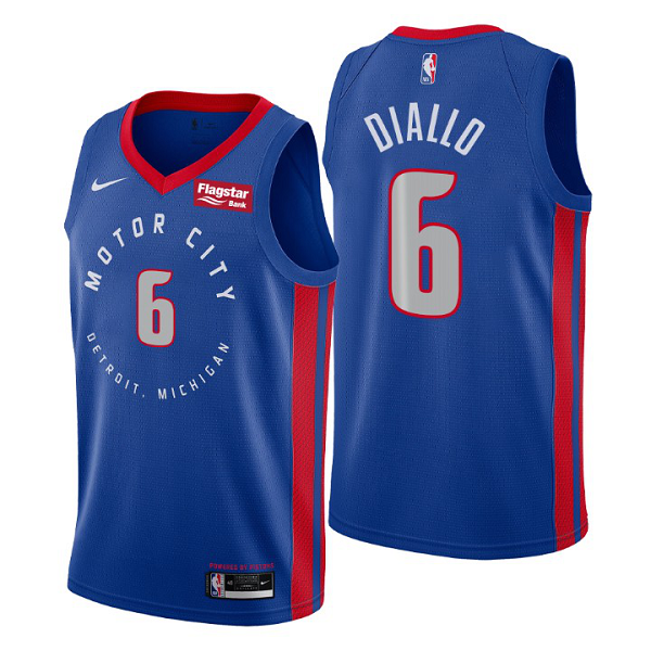 Men's Detroit Pistons #6 Hamidou Diallo Blue 2021 NBA Draft City Edition Jersey