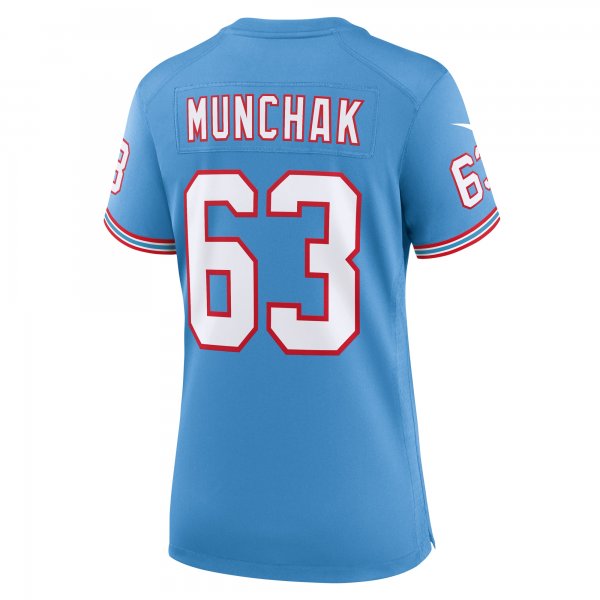 Women's Tennessee Titans Mike Munchak Nike Light Blue Oilers Throwback Retired Player Game Jersey