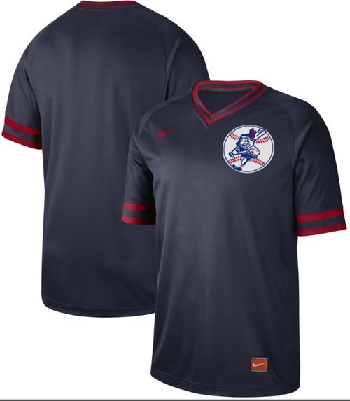 Men's Nike Cleveland Indians Blank Navy Cooperstown Collection Stitched MLB Jersey