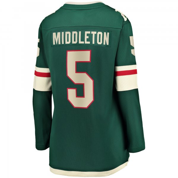 Women's Minnesota Wild Jake Middleton Fanatics Green Home Breakaway Player Jersey