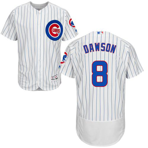 Chicago Cubs #8 Andre Dawson White(Blue Strip) Flexbase Collection Stitched MLB Jersey